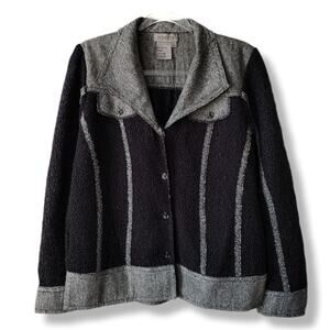 Women Persona Mixed Media Jacket L Artsy Lagenlook Neutral Modern NEW